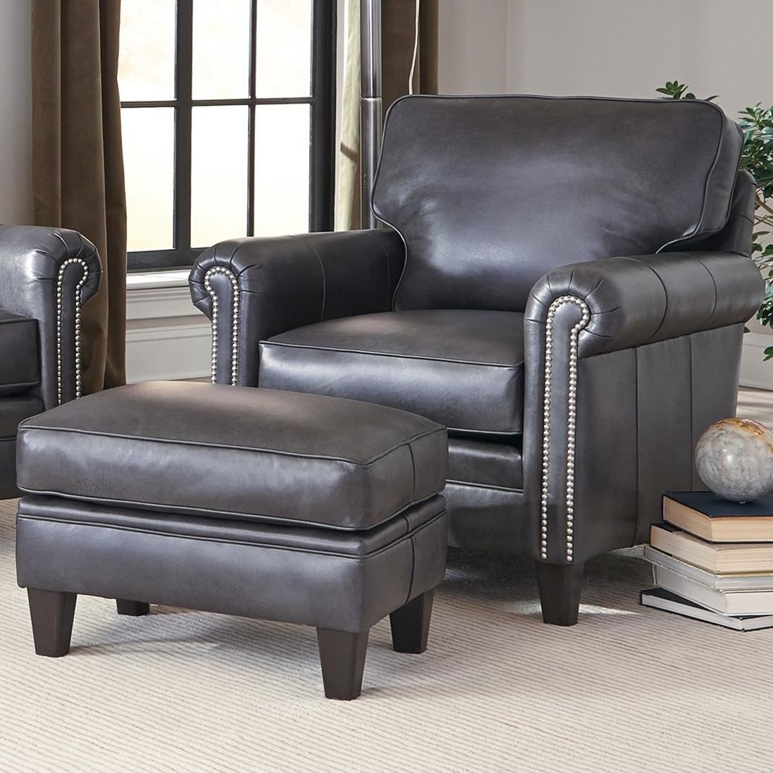 Smith Brothers 234 Traditional Chair and Ottoman with Tapered Legs